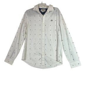 Penguin By Munsingwear Button Up Long Sleeve Heritage Slim Fit White Men's Large